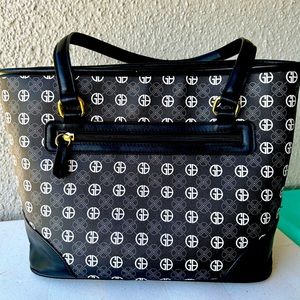Giani Bernini Tonal Signature Tote Handbag black and white  Like new